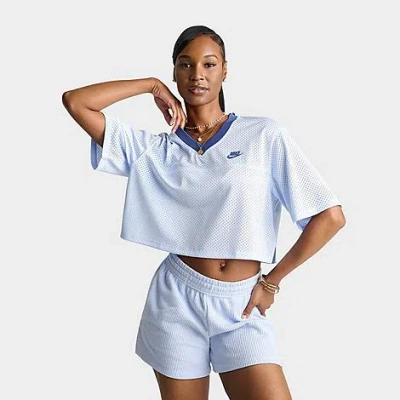 Nike Women's Sportswear Oversized Heritage Cropped Mesh Jersey In Blue