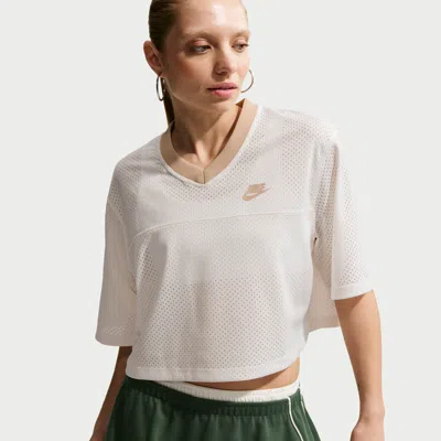 Nike Women's  Sportswear Oversized Heritage Cropped Mesh Jersey In Neutral