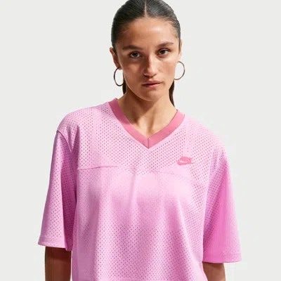 Nike Women's  Sportswear Oversized Heritage Cropped Mesh Jersey In Pink