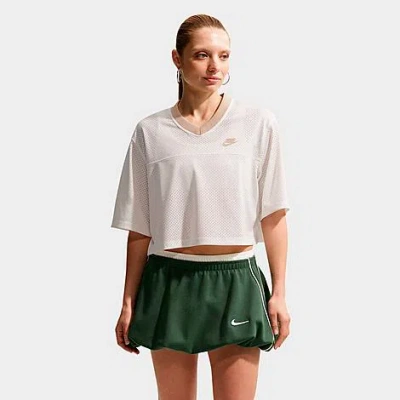 Nike Women's Sportswear Oversized Heritage Cropped Mesh Jersey In White