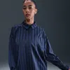 Nike Women's  Sportswear Oversized Jacquard Striped Button-down Shirt In Blue