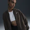 Nike Women's  Sportswear Oversized Jersey Full-zip Hoodie In Brown