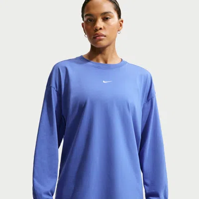 Nike Women's  Sportswear Oversized Long-sleeve T-shirt In Blue