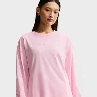 Nike Women's  Sportswear Oversized Long-sleeve T-shirt In Pink