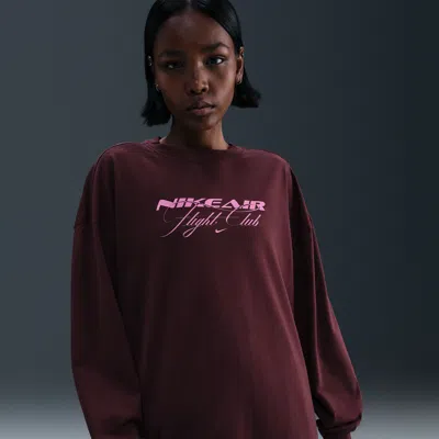 Nike Women's  Sportswear Oversized Long-sleeve T-shirt In Red