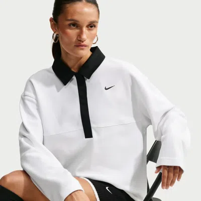 Nike Women's  Sportswear Oversized Long-sleeve Polo In White