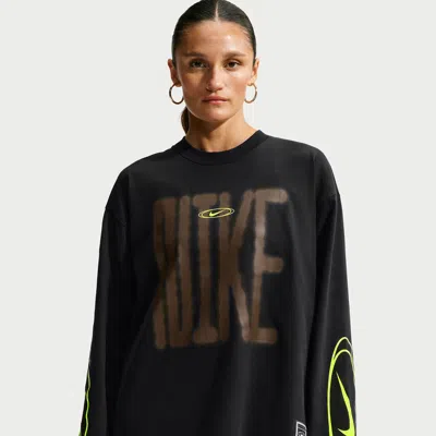 Nike Women's  Sportswear Oversized Long-sleeve T-shirt In Black