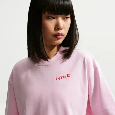 Nike Women's  Sportswear Oversized Mid-cropped T-shirt In Pink