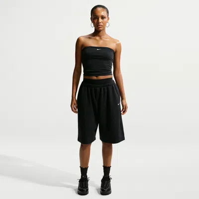 Nike Women's  Sportswear Oversized Mid-rise French Terry Bermuda Shorts In Black