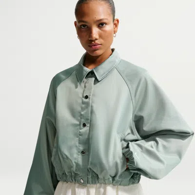 Nike Women's  Sportswear Oversized Satin Coaches Jacket In Green