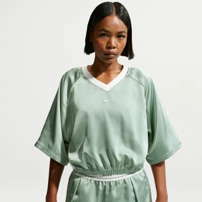 Nike Women's  Sportswear Oversized Satin Top In Green