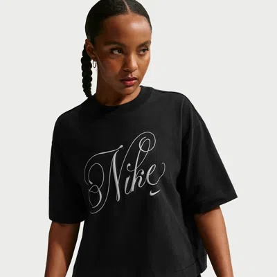 Nike Women's  Sportswear Oversized Short-sleeve T-shirt In Black