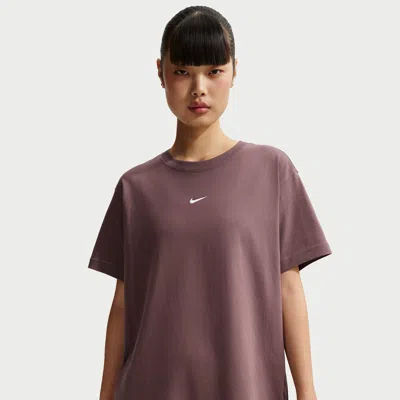 Nike Women's  Sportswear Oversized Short-sleeve T-shirt In Brown