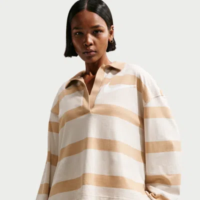 Nike Sportswear Prep Stripe Cotton Top In Neutral