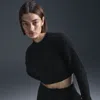 Nike Women's  Sportswear Phoenix Cozy Bouclã© Tight Long-sleeve Knit Top In Black