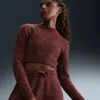 Nike Women's  Sportswear Phoenix Cozy Bouclã© Tight Long-sleeve Knit Top In Burgundy