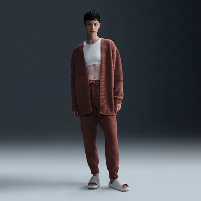 Nike Women's  Sportswear Phoenix Cozy Bouclã© High-waisted Oversized Knit Pants In Brown
