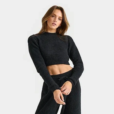 Nike Women's Sportswear Phoenix Cozy Bouclé Long-sleeve Knit Top In Black
