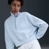 Nike Women's  Sportswear Phoenix Fleece 1/4-zip Cropped Sweatshirt In Blue