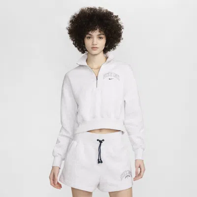 Nike Women's  Sportswear Phoenix Fleece 1/2-zip Cropped Sweatshirt In White