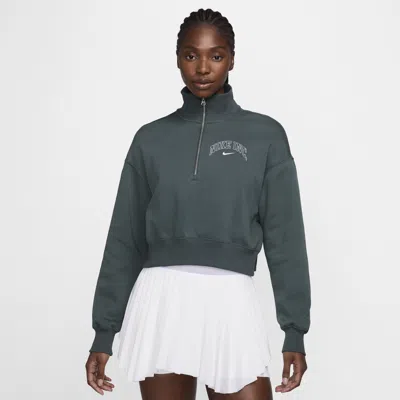 Nike Women's  Sportswear Phoenix Fleece 1/2-zip Cropped Sweatshirt In Green