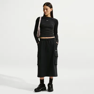 Nike Sporstwear Phoenix Fleece Cargo Skirt In Black