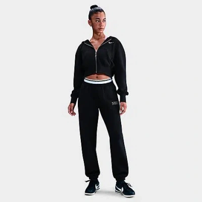Nike Women's Sportswear Phoenix Fleece Crop Full-zip Hoodie In Black