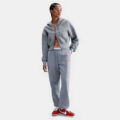 Nike Women's Sportswear Phoenix Fleece Crop Full-zip Hoodie In Gray