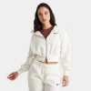 Nike Women's Sportswear Phoenix Fleece Crop Full-zip Hoodie In Sail/black