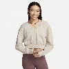 Nike Women's  Sportswear Phoenix Fleece Cropped V-neck Top In Brown
