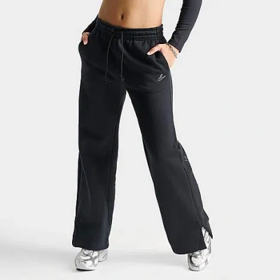 Nike Women's Sportswear Phoenix Fleece Goddess High-waisted Wide-leg Pants In Black