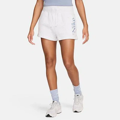 Nike Women's Sportswear Phoenix Fleece High-waisted 2" Logo Shorts In Birch Heather/ashen Slate/light Armory Blue