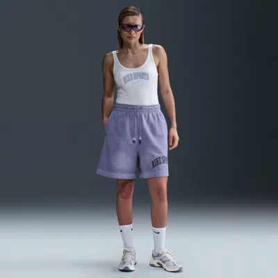 Nike Sportswear Phoenix French Terry Drawstring Shorts In Purple