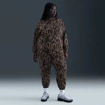 Nike Women's  Sportswear Phoenix Fleece High-waisted Oversized Printed Sweatpants (plus Size) In Brown