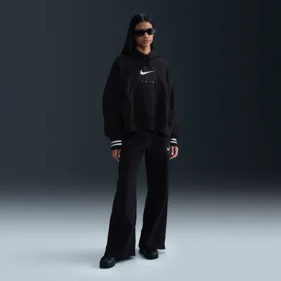 Nike Women's  Sportswear Phoenix Fleece High-waisted Wide-leg Graphic Pants In Black