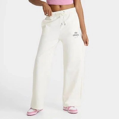Nike Women's Sportswear Phoenix Fleece High-waisted Wide-leg Jogger Pants In White