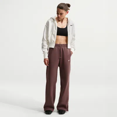 Nike Sportswear Phoenix High Waist Wide Leg Sweatpants In Brown