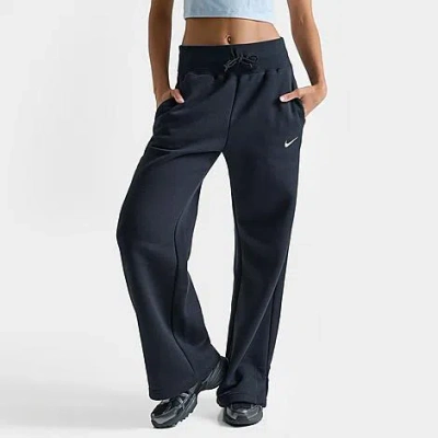 Nike Women's Sportswear Phoenix Fleece High-waisted Wide-leg Sweatpants In Black/sail Black/sail