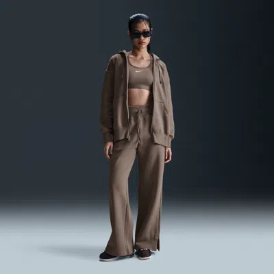 Nike Women's  Sportswear Phoenix Fleece High-waisted Wide-leg Sweatpants In Brown