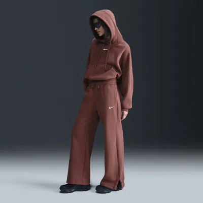 Nike Women's  Sportswear Phoenix Fleece High-waisted Wide-leg Sweatpants In Brown