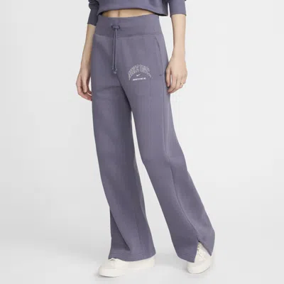 Nike Women's  Sportswear Phoenix Fleece High-waisted Wide-leg Sweatpants In Gray