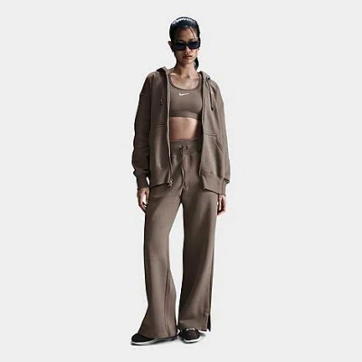 Nike Women's Sportswear Phoenix Fleece High-waisted Wide-leg Sweatpants In Mink Brown/sail