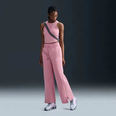 Nike Women's  Sportswear Phoenix Fleece High-waisted Wide-leg Sweatpants In Elemental Pink/sail