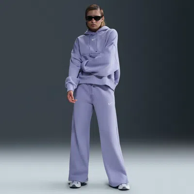 Nike Women's  Sportswear Phoenix Fleece High-waisted Wide-leg Sweatpants In Lilac Ice/sail