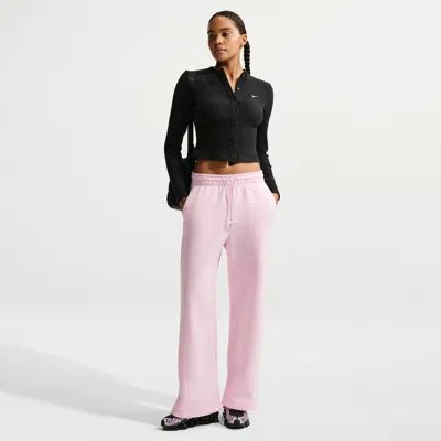Nike Women's  Sportswear Phoenix Fleece High-waisted Wide-leg Pants In Pink