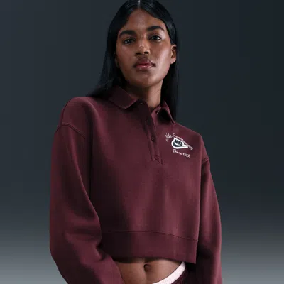 Nike Women's  Sportswear Phoenix Fleece Loose Collared Pull-over Top In Multi