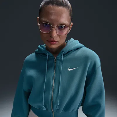 NIKE WOMEN'S  SPORTSWEAR PHOENIX FLEECE LOOSE CROPPED FULL-ZIP HOODIE,1015721254