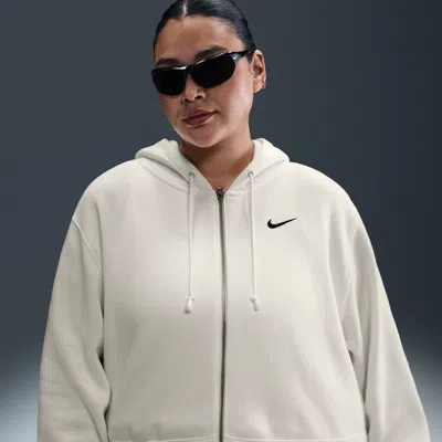 Nike Women's  Sportswear Phoenix Fleece Loose Cropped Full-zip Hoodie (plus Size) In White
