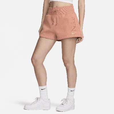 Nike Women's  Sportswear Phoenix Fleece Loose High-waisted 2" Logo Shorts In Brown