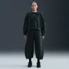 Nike Phoenix Fleece Loose Crop Barrel Pants In Black